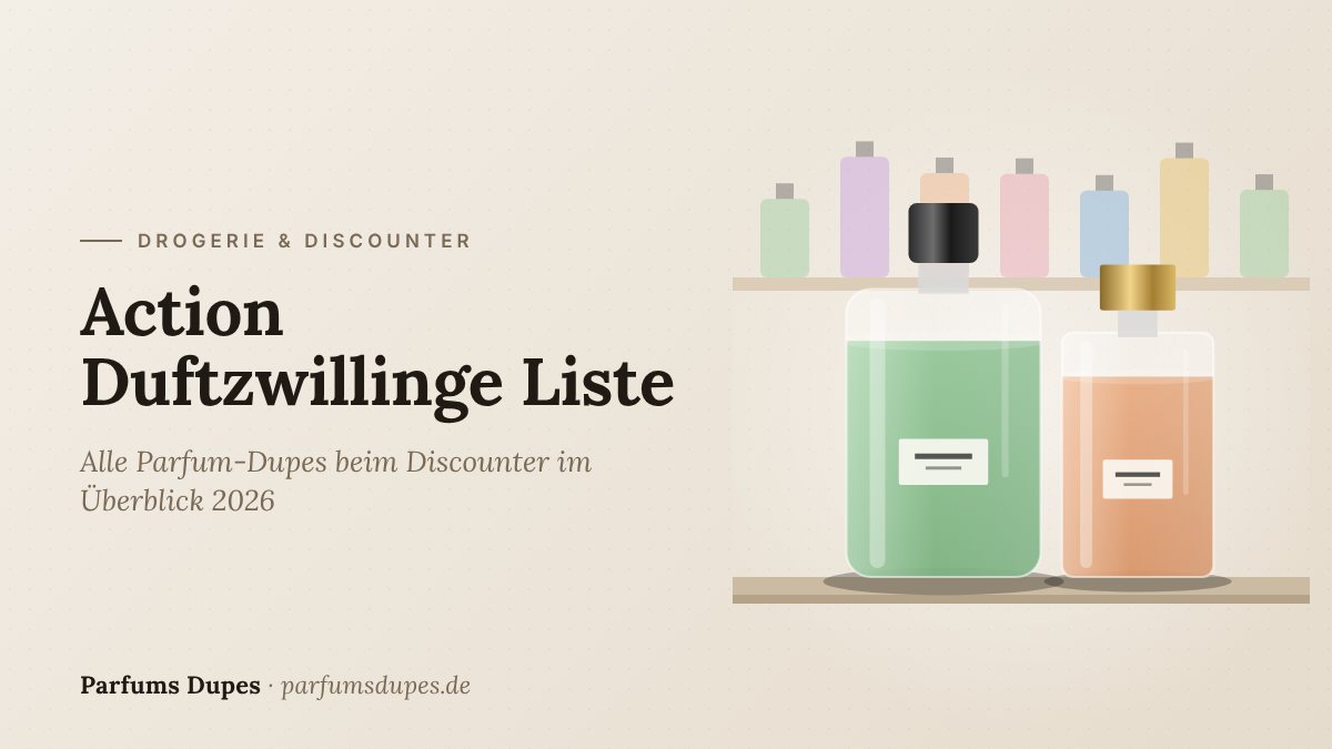 Titelbild: Action Duftzwillinge Liste – alle Parfum-Dupes beim Discounter im Überblick 2026